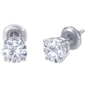   50mm each (2 CT TW) Round Moissanite Stud Earings by Vicky K Designs
