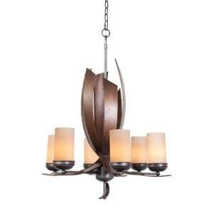  Recycled Aizen Chandelier   Six Light Glass Tan Stained 