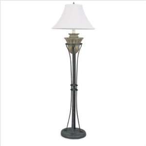 Living Well 5009AG Aged Gold Rod Iron Stand Floor Lamp with Silk Shade