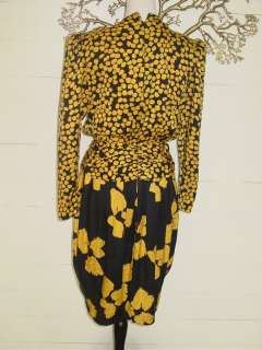 Vintage 80s Silk Diva FLoral Patterned Wrap Dress 8  