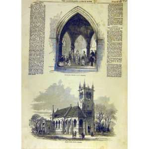  Baptistry Escrick Church Yorkshire Parish Print 1858