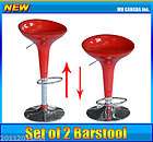   Set of 2 Scoop Swivel Adjustable Pub Barstool Chair ABS 3424 Red New