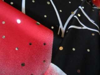   STRETCH POLY LYCRA FABRIC GREAT SEQUINS RED BLACK WHITE PRINT  