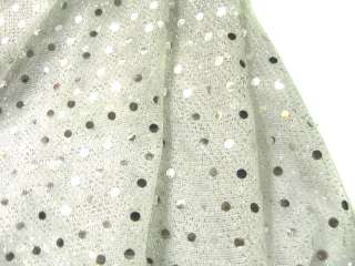 G11 Shiny Small Silver Sequin Fabric Material by Yard  