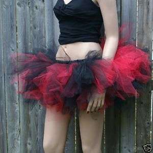 Red Black Trashy Cyber Goth Tulle Tutu Skirt Ballet EMO  