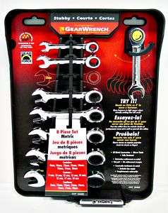 GearWrench 8 pc Stubby Metric Wrench Set 8 18mm Ratchet Gear New 