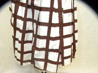 700 MARNI raisin/white box pleated skirt 46/12 NWT  