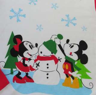   snowman theme with minnie and mickey red collar trim with scalloped