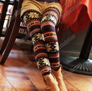   Knitted Colorful Crystal Pattern Graffiti Leggings Winter Tights Pants
