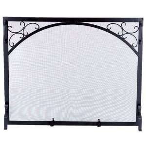  Panel Screen Black Wrought Iron With Scroll Design