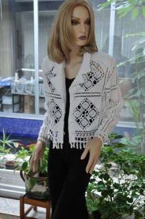 Lims Buttoned Front Gorgeous Cotton Crochet Jakcet WHI  