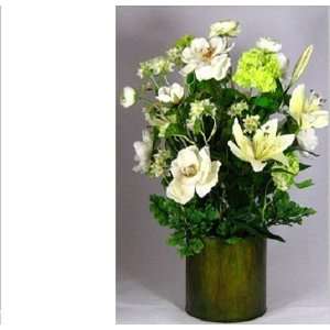   , Viburnum, and Lilys Silk Flower Arrangement