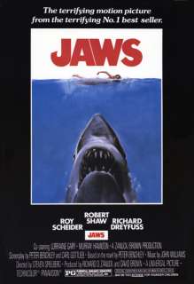 Jaws Movie Poster, Classic 70s Thriller, Killer Shark  