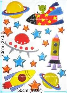 SPACE SHIP & STARS, PLANETS Kids Wall sticker for Kids room & Nursery 
