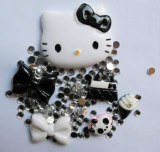 Black Hello Kitty Bling Deco Resin Flatback DIY  