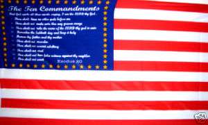 x5 USA 10 TEN COMMANDMENTS PATRIOTIC FLAG BIBLE 3X5  