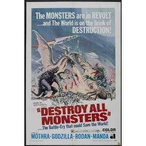  Destroy All Monsters Poster B 27x40 Akira Kubo Jun Tazaki 