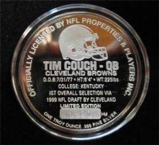SILVER 1 TROY OZ. TIM COUCH MEDALLION COIN  ( .999 )  COA  