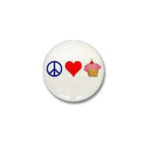 Peace Love Cupcakes Humor Mini Button by  Patio 