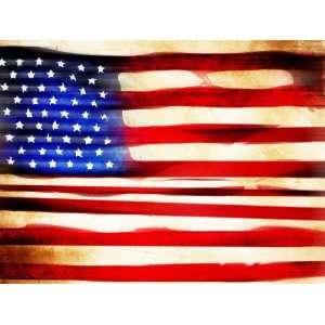 Old Fashioned Weathered American Flag Waving in the Wind Photographic 