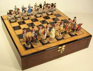 AMERICAN REVOLUTIONARY WAR metal chess set STORAGE BOARD independence 