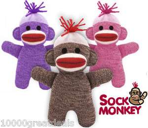   Sock Monkey Red Heel Doll 7.25 Stuffed Plush Pink Purple Brown Animal