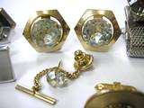 pair Vintage Cufflinks 1 Tack, RHINESTONES & MORE vgc  