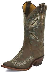 Womens Justin Western Boot Bent Rail 11 Distressed Chocolate Brown 