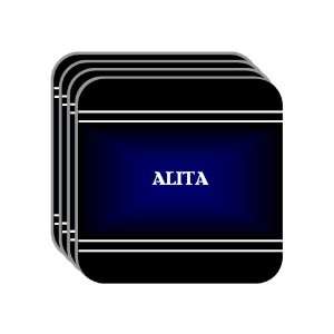 Personal Name Gift   ALITA Set of 4 Mini Mousepad Coasters (black 