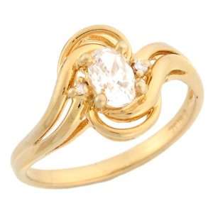   Gold Oval CZ Fancy Twist Engagement Ring With Round Accents Jewelry