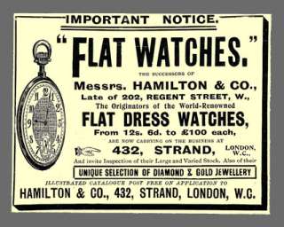 Antique British Watch Ad Hamilton Flat Dress London England UK  
