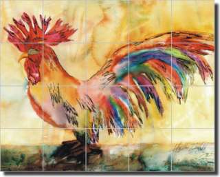 Neufeld Abstract Rooster Ceramic Tile Mural Backsplash  