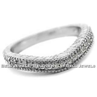STACKABLE MATCHING DIAMOND WEDDING BAND CURVED RING 14K WHITE GOLD 