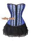 Blue Victorian Satin CORSET Lace Dress Bustier SZ XXL 2X Plus g243_b