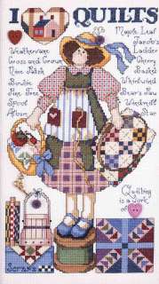 Design Works Counted Cross Stitch kit 8 x 14 ~ I LOVE QUILTS #8819 