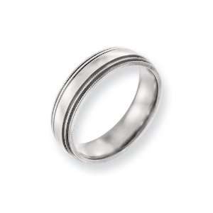  Titanium Grooved and Beaded Edge 6mm Polished Band ring 