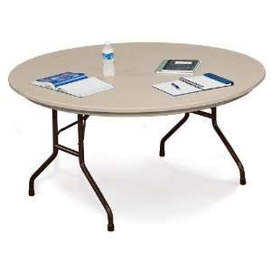  Lightweight Plastic Folding Table 60 Round Mocha Top 