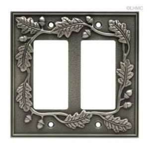  Double Decorator Wall Plate   Acorn Design   Brushed Satin 