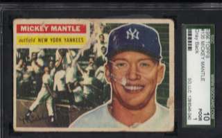 1956 Topps #135 Mickey Mantle Triple Crown Yankees Gray Back SGC 10 