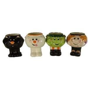 Club Pack of 36 Ceramic Cat, Ghost, Witch and Monster Halloween Candy 