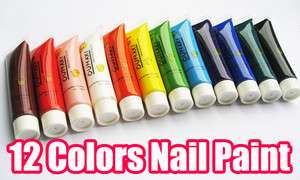 12 Colors 3D Nail Art Paint Tube Draw Painting Acrylic Nail Art Tip UV 