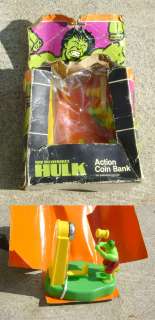 Incredible Hulk Action Toy Bank AHI Vintage 1979 Unused With Very Torn 