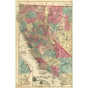 Map of the States of California and Nevada, 1877 Arts 