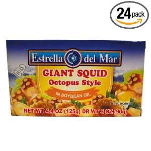 Estrella Del Mar Sliced Octopus In Oil, 4.4 Ounce Cans (Pack of 24 