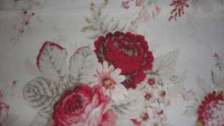 Vintage Waverly Norfolk Roses Fabric Shower Curtain 70 x 72 Floral Red 