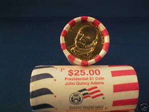 2008 John Quincy Adams $1 Coin 25 Coin Roll Phila Mint  