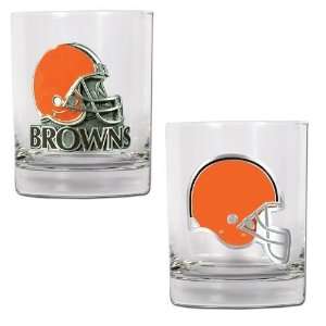  Cleveland Browns 2pc Rocks Glass Set   Primary Logo 