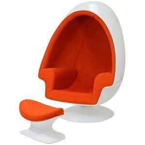  Eero Aarnio Alpha Shell Egg Chair And Ottoman in Orange 