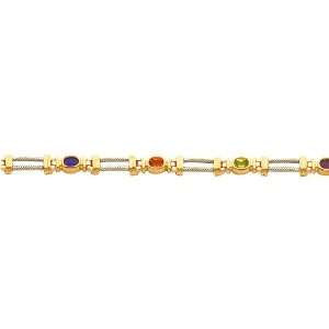  14K Yellow Gold Multi Stone Bracelet Jewelry 7 Jewelry