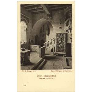  1930s Vintage Postcard Hallway   Burg Kreuzenstein   Lower 